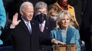 Joe Biden is sworn in as the 46th president of the United States on the West Front of the U.S. Capitol on Wednesday. Credit: Getty Images/Alex Wong